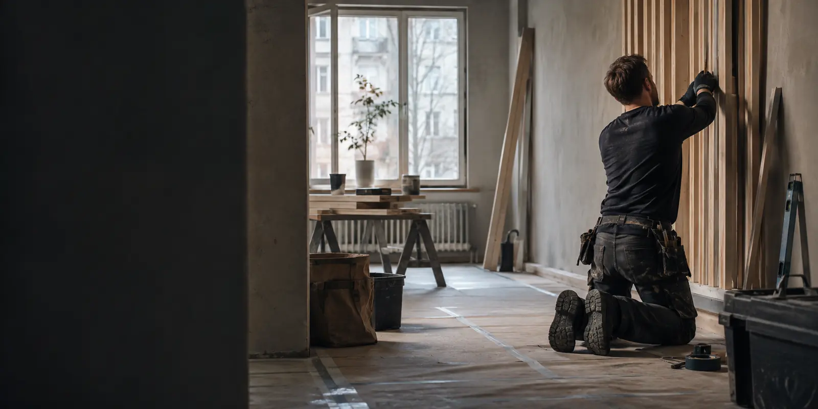 Rakennusalan ammattilainen saneerauskohteessa